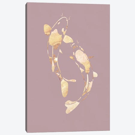 Koi Fish I Gold Silhouette Pink Canvas Print #MVS31} by Sarah Manovski Canvas Art Print