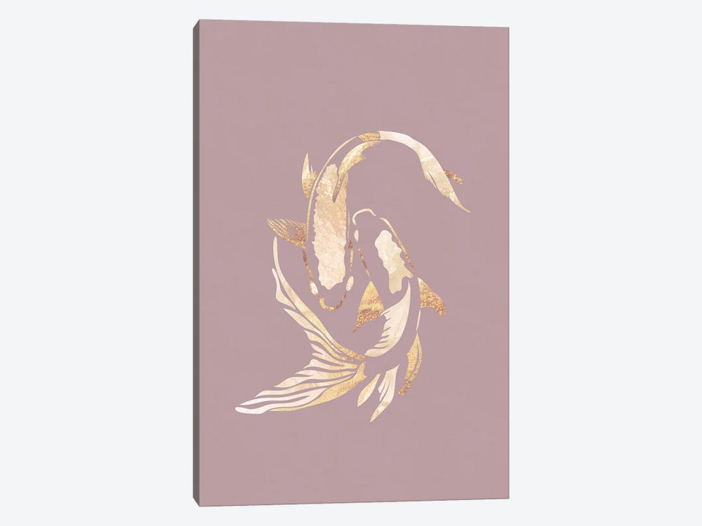 Koi Fish II Gold Silhouette Pink by Sarah Manovski 1-piece Canvas Print