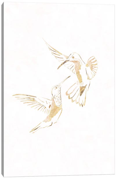 Hummingbird I Gold Silhouette Canvas Art Print - Sarah Manovski