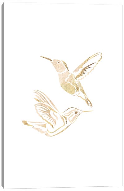 Hummingbird II Gold Silhouette Canvas Art Print - Sarah Manovski