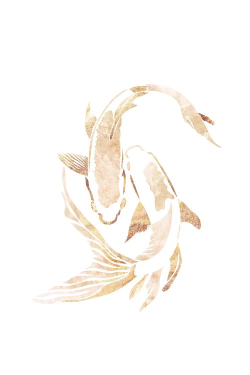 Koi Fish II Gold Silhouette