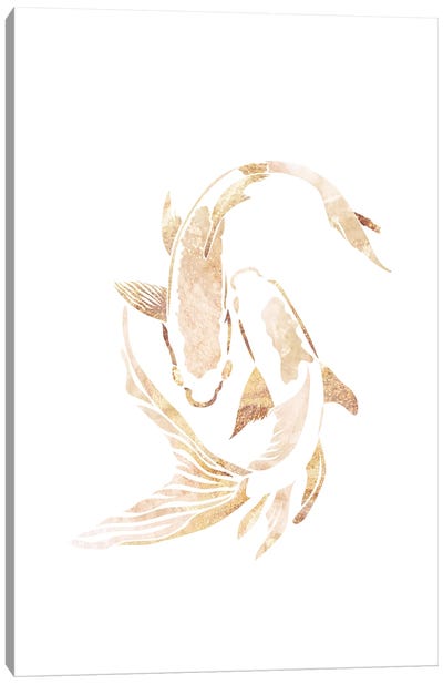 Koi Fish II Gold Silhouette Canvas Art Print - Sarah Manovski