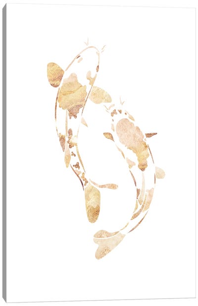 Koi Fish I Gold Silhouette Canvas Art Print - Sarah Manovski