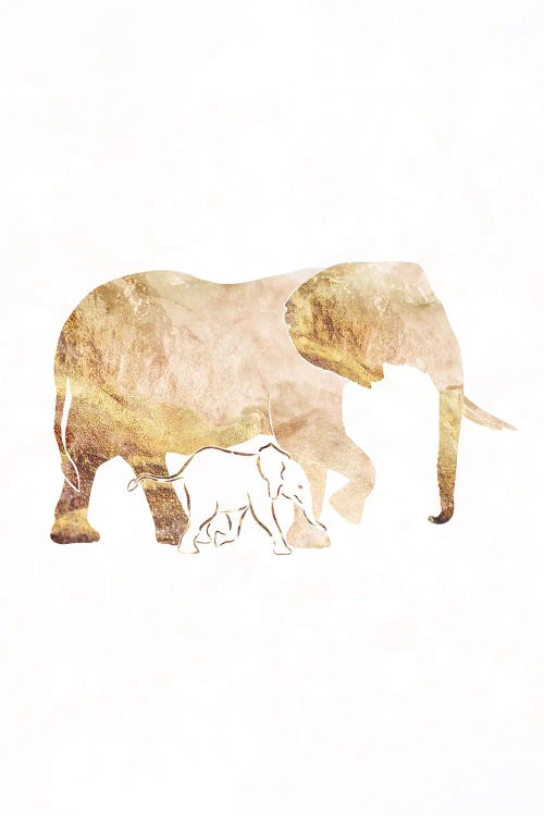 Elephant I Gold Silhouette