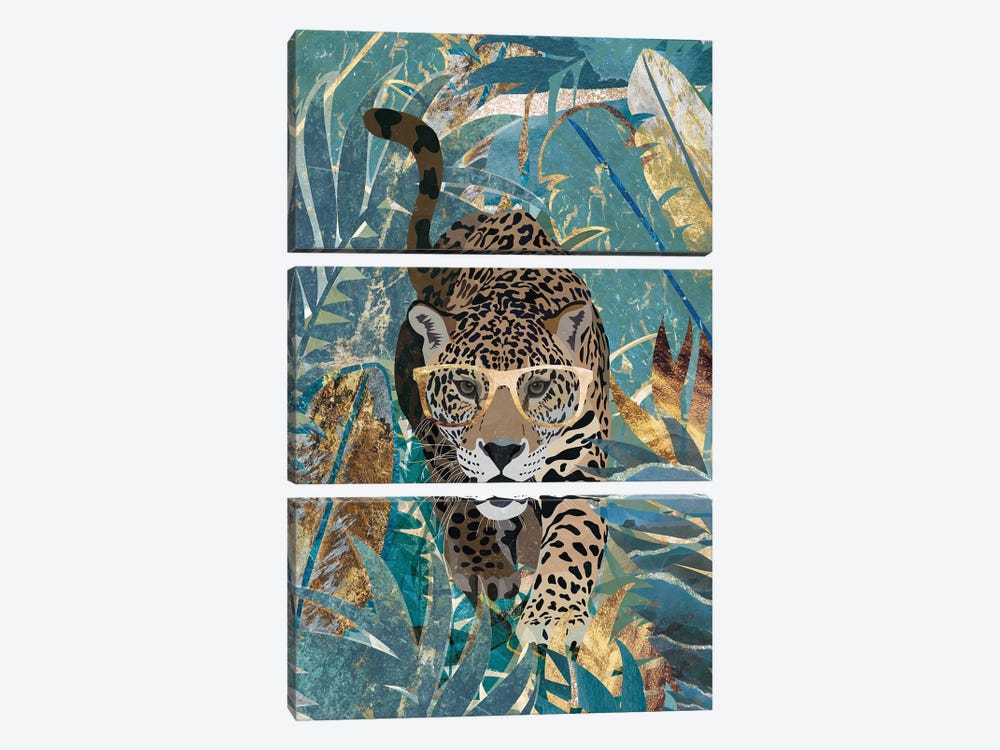 Curious Jaguar In The Jungle by Sarah Manovski 3-piece Canvas Print
