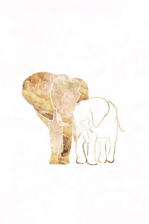 Elephant II Gold Silhouette