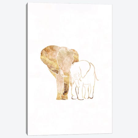 Elephant II Gold Silhouette Canvas Print #MVS40} by Sarah Manovski Canvas Art