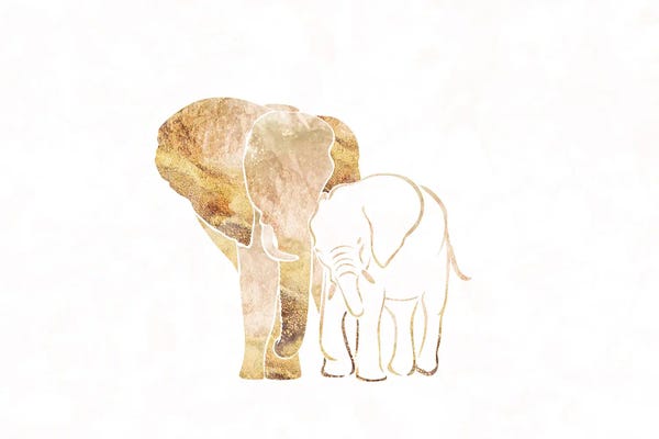 Baby Animals: Elephant II Gold Silhouette Wide by Sarah Manovski
