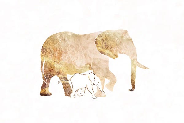 Elephant I Gold Silhouette Wide