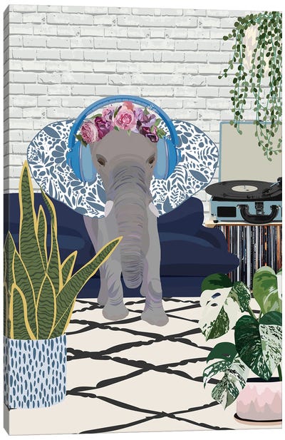 Elephant Music Room Canvas Art Print - Media Formats