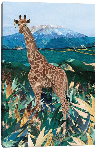 Giraffe In The Grasslands Canvas Art Print - Sarah Manovski
