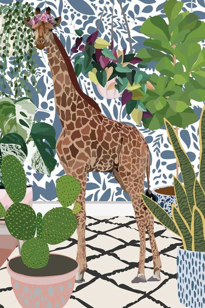 Sarah Manovski: Giraffe With House Plants by Sarah Manovski