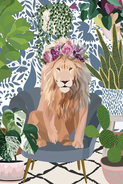 Lion With House Plants