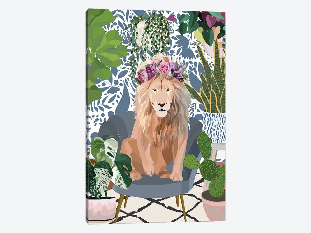 Lion With House Plants by Sarah Manovski 1-piece Canvas Art Print