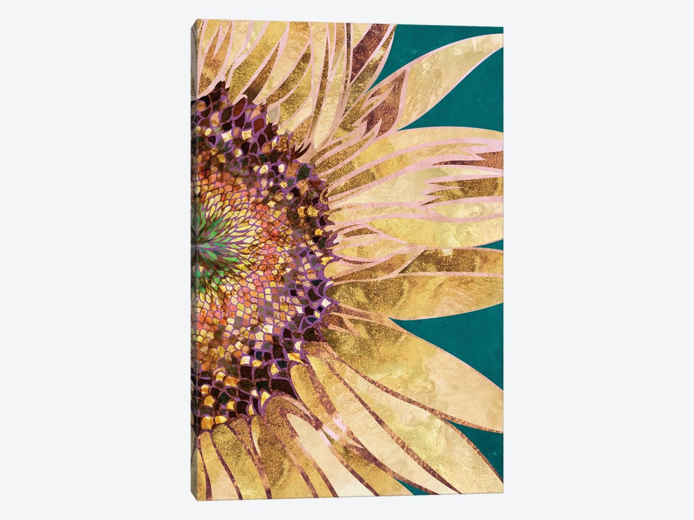 Golden Sunflower Green by Sarah Manovski 1-piece Canvas Art