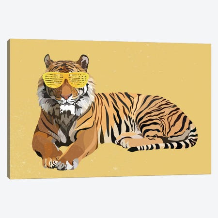 Hip Hop Tiger Yellow Canvas Print #MVS62} by Sarah Manovski Canvas Art