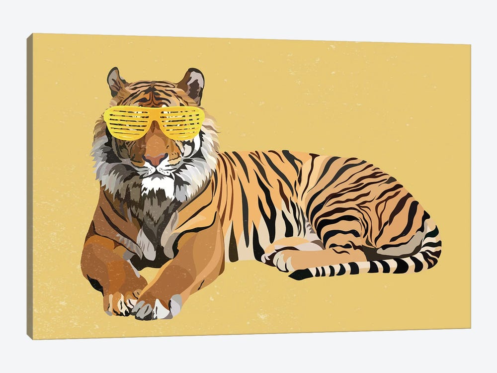 Hip Hop Tiger Yellow by Sarah Manovski 1-piece Canvas Wall Art