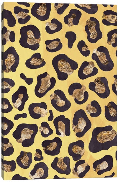 Gold Yellow Leopard Print Canvas Art Print - Sarah Manovski