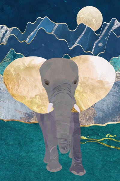 Refreshing Workspace: Magestic Elephant In The Moonlit Mountains by Sarah Manovski