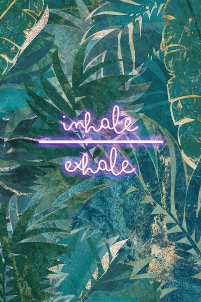 Tropical Leaves: Neon Jungle Inhale Exhale I by Sarah Manovski