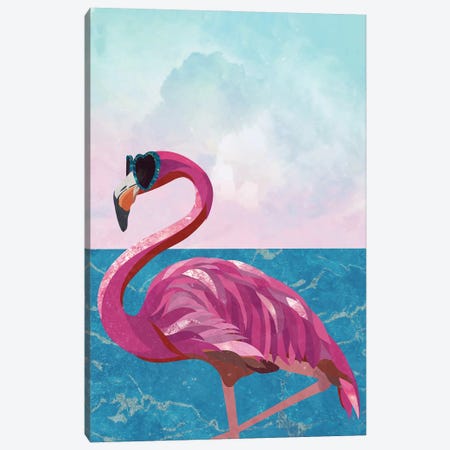 Flamingo On The Beach Canvas Print #MVS7} by Sarah Manovski Canvas Print