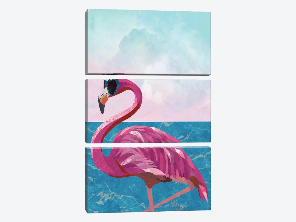 Flamingo On The Beach by Sarah Manovski 3-piece Art Print