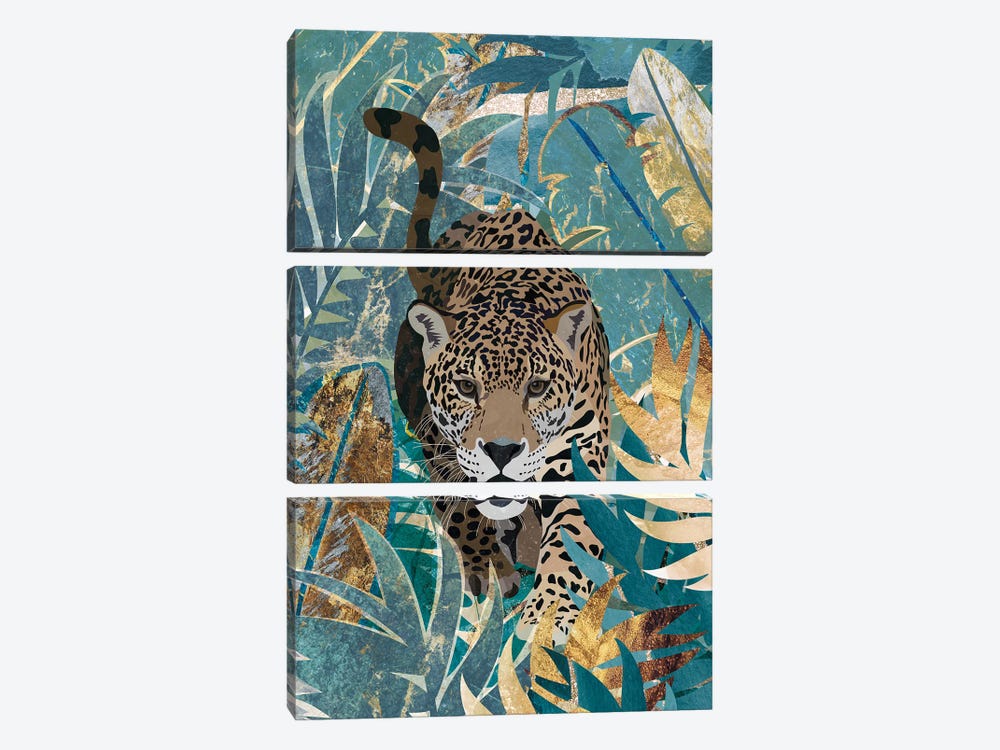Leopard In The Jungle by Sarah Manovski 3-piece Canvas Wall Art