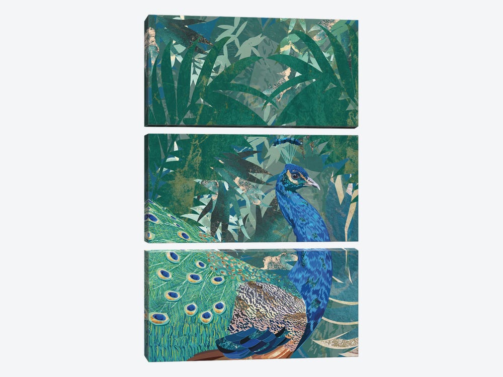 Peacock In The Jungle by Sarah Manovski 3-piece Canvas Art Print