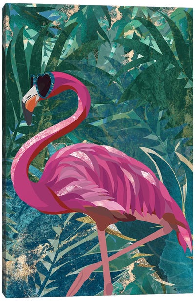 Tropical Rainforest Flamingo Canvas Art Print - Sarah Manovski