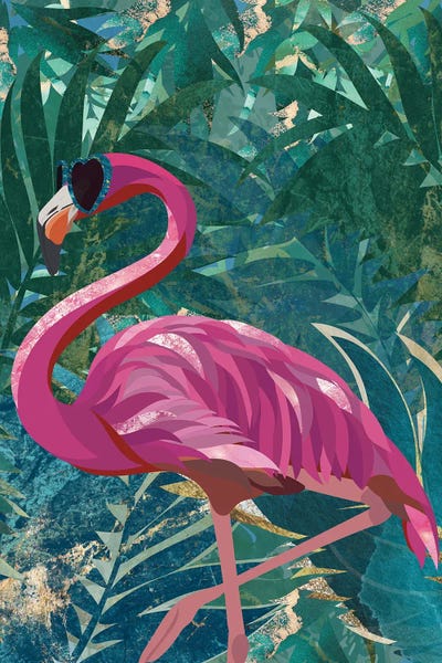 Tropical Leaves: Tropical Rainforest Flamingo by Sarah Manovski