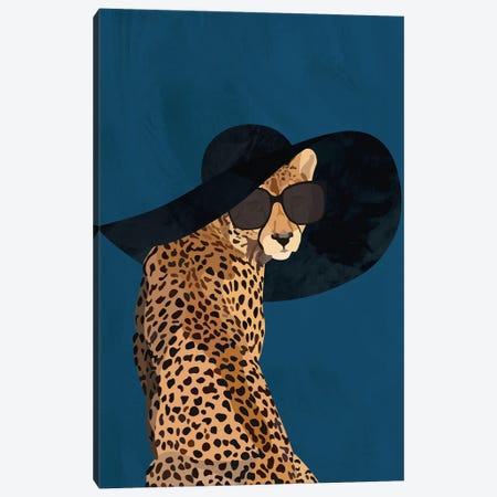 Fashion Cheetah Sun Hat Canvas Print #MVS88} by Sarah Manovski Canvas Art