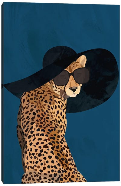 Fashion Cheetah Sun Hat Canvas Art Print - Sarah Manovski
