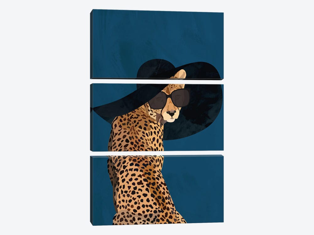 Fashion Cheetah Sun Hat by Sarah Manovski 3-piece Canvas Artwork