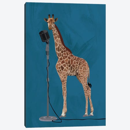Giraffe On The Microphone Canvas Print #MVS89} by Sarah Manovski Canvas Art