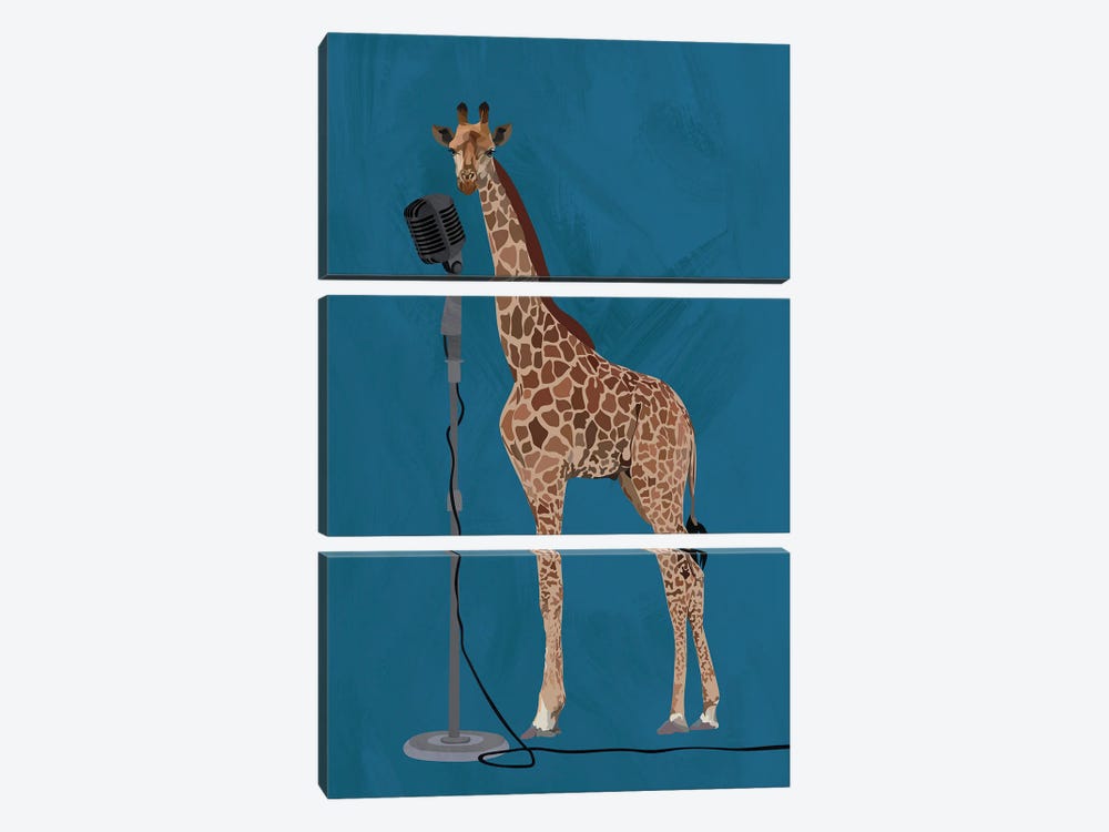 Giraffe On The Microphone by Sarah Manovski 3-piece Art Print