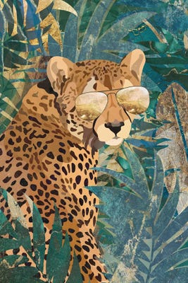 Whimiscal Wild Animals Botanical Wildlife Collage - Picture Frame Graphic Art on MDF Indigo Safari