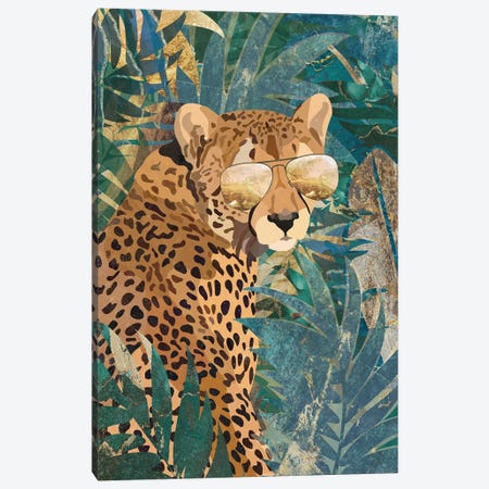 Cool Cheetah In The Jungle Canvas Print #MVS8} by Sarah Manovski Canvas Art