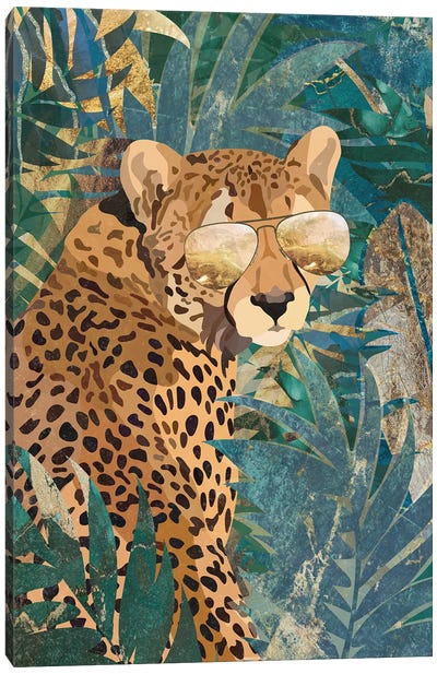 Cool Cheetah In The Jungle Canvas Art Print - Sarah Manovski