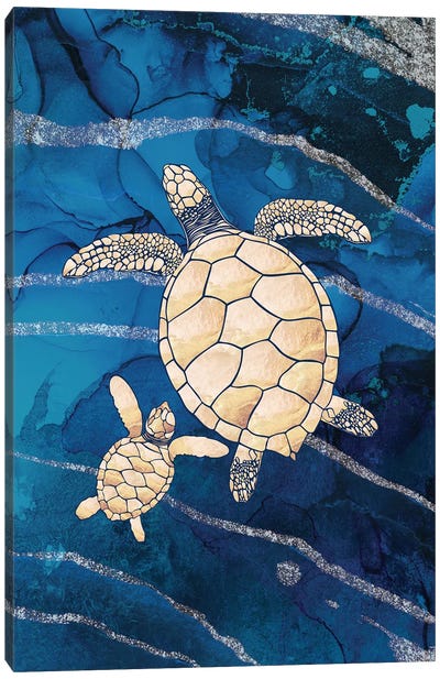 Alcohol Ink Turtles Canvas Art Print - Sarah Manovski