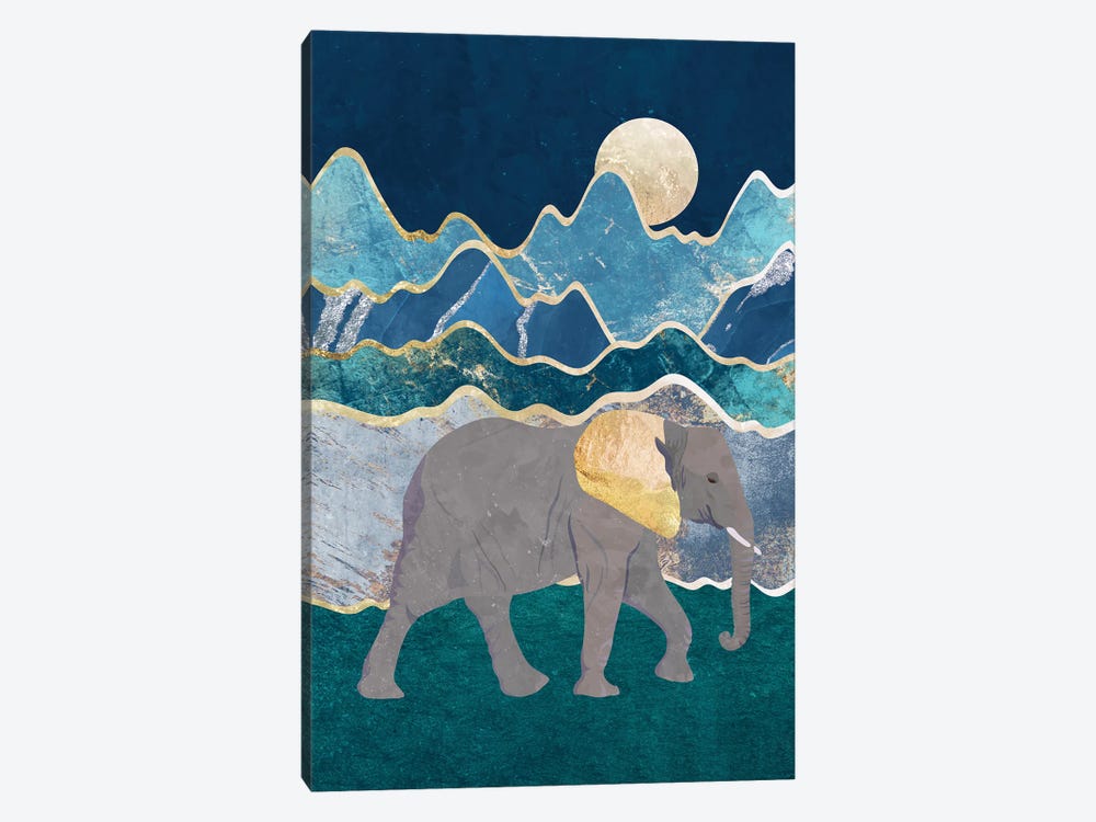 Magestic Elephant Walking In The Moon by Sarah Manovski 1-piece Canvas Print