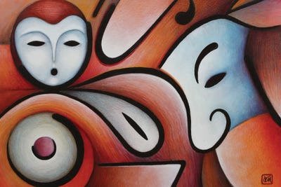 Masks by Massimo Vittoriosi metal wall art