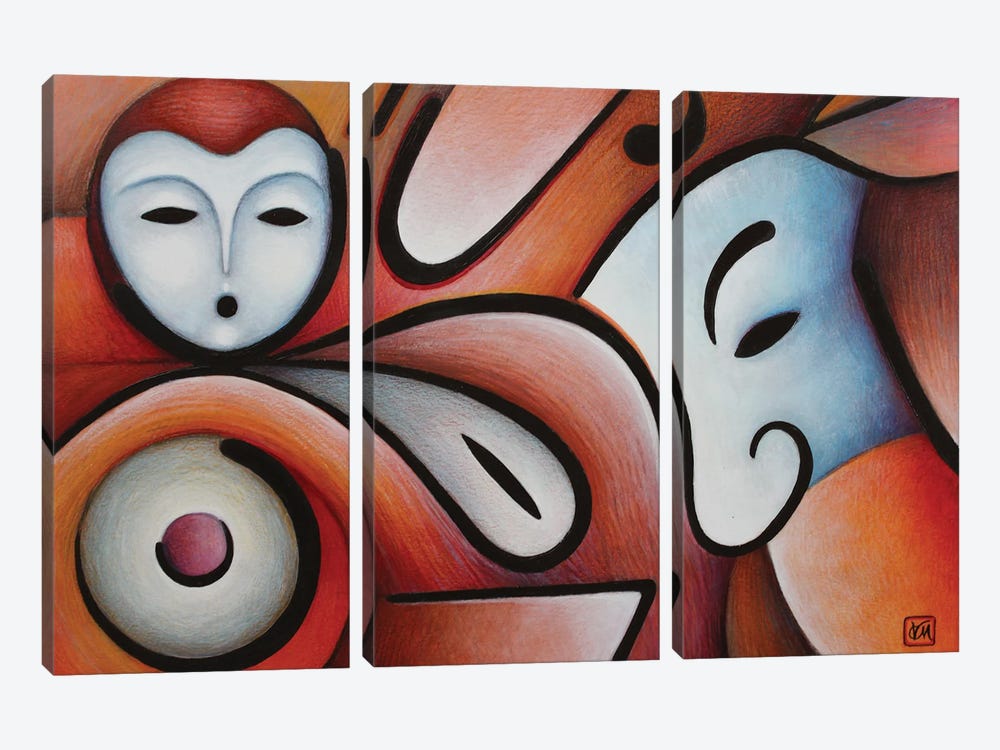 Masks by Massimo Vittoriosi 3-piece Canvas Artwork