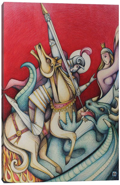Saint George And The Dragon III Canvas Art Print - Massimo Vittoriosi