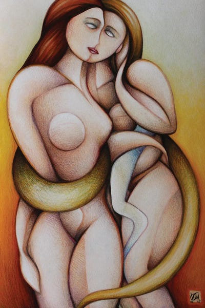 Souls In The Mirror II by Massimo Vittoriosi metal wall art