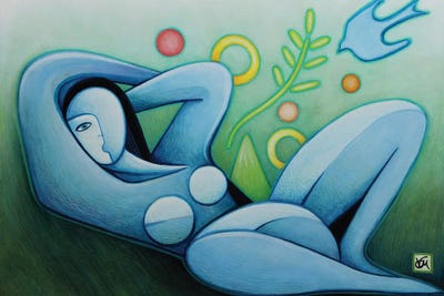 The Blue Spring by Massimo Vittoriosi metal wall art