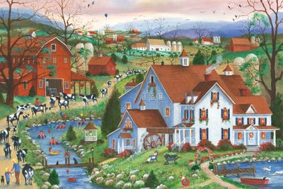 Mary Ann Vessey - Canvas Prints: Til Cows Come Home by Mary Ann Vessey