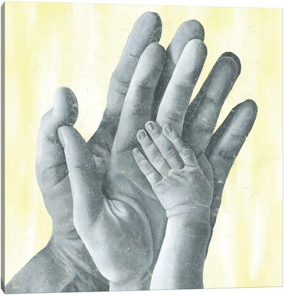 Hold On Family Hands Canvas Art Print - Grey Eminence