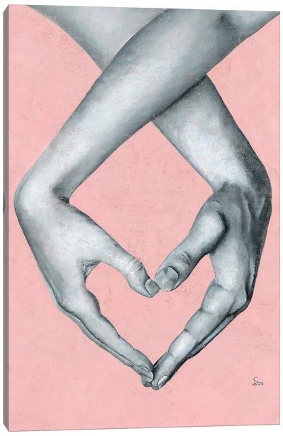 Together Forever Canvas Art Print - Gray & Pink Art