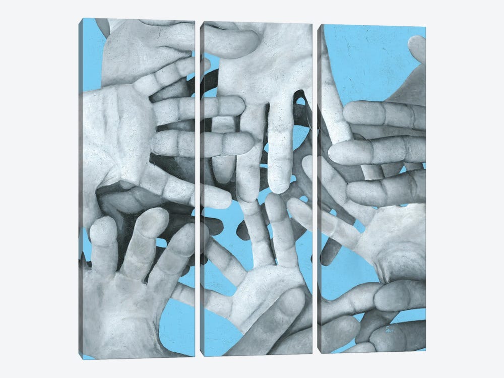 Tell Me The Blue by Margarita Stepanova 3-piece Canvas Print