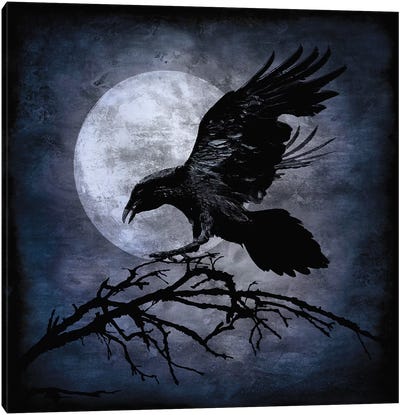 Crow Canvas Art Print - Halloween Art